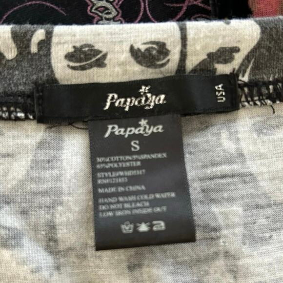 Papaya Retro Pop Art 3/4 Sleeve Cowl Neck Tunic Top Mini Dress Women Black Small - Picture 6 of 7